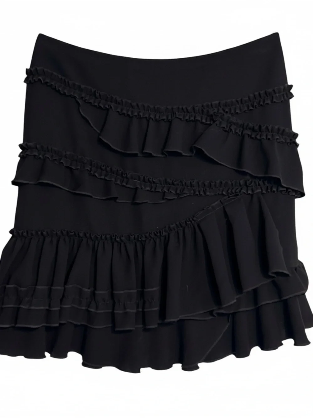 INC Black Ruffle Tiered Mini Skirt - Women